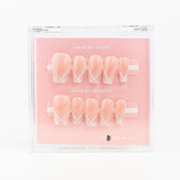 Buy Silver Lining press on nails in Coffin shape, Neutrals, Casual theme, Nude,white colour and Long length.
