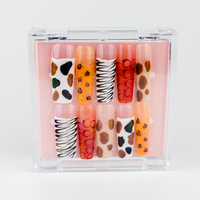 Buy Skittle mania press on nails in Square shape, Holiday theme, multicolour colour and Long length.