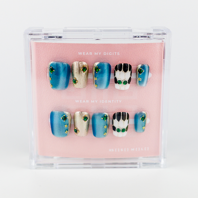 #2154 – Stoned in Style | Medium, Square Reusable Ready-to-Wear Nails