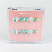 Buy  Teddy Bloom press on nails in Children shape, Brights, Holiday theme, white,green colour and Children's length.

