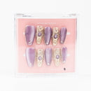 Buy Violet Bronze press on nails in Coffin shape, Party theme, Purple,bronze colour and Long length.

