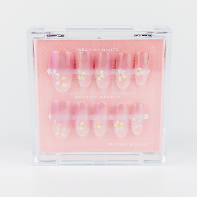 #1881 – Yuki Bloom | Long, Almond Reusable Ready-to-Wear Nails